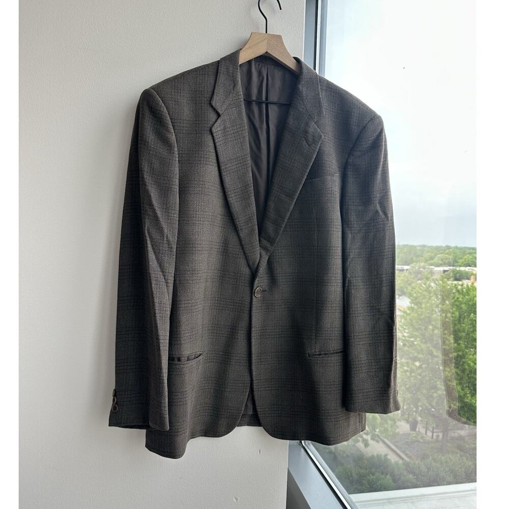 Armani Collezioni Brown Wool Blend Tailored Suit Jacket 40L Men's Long